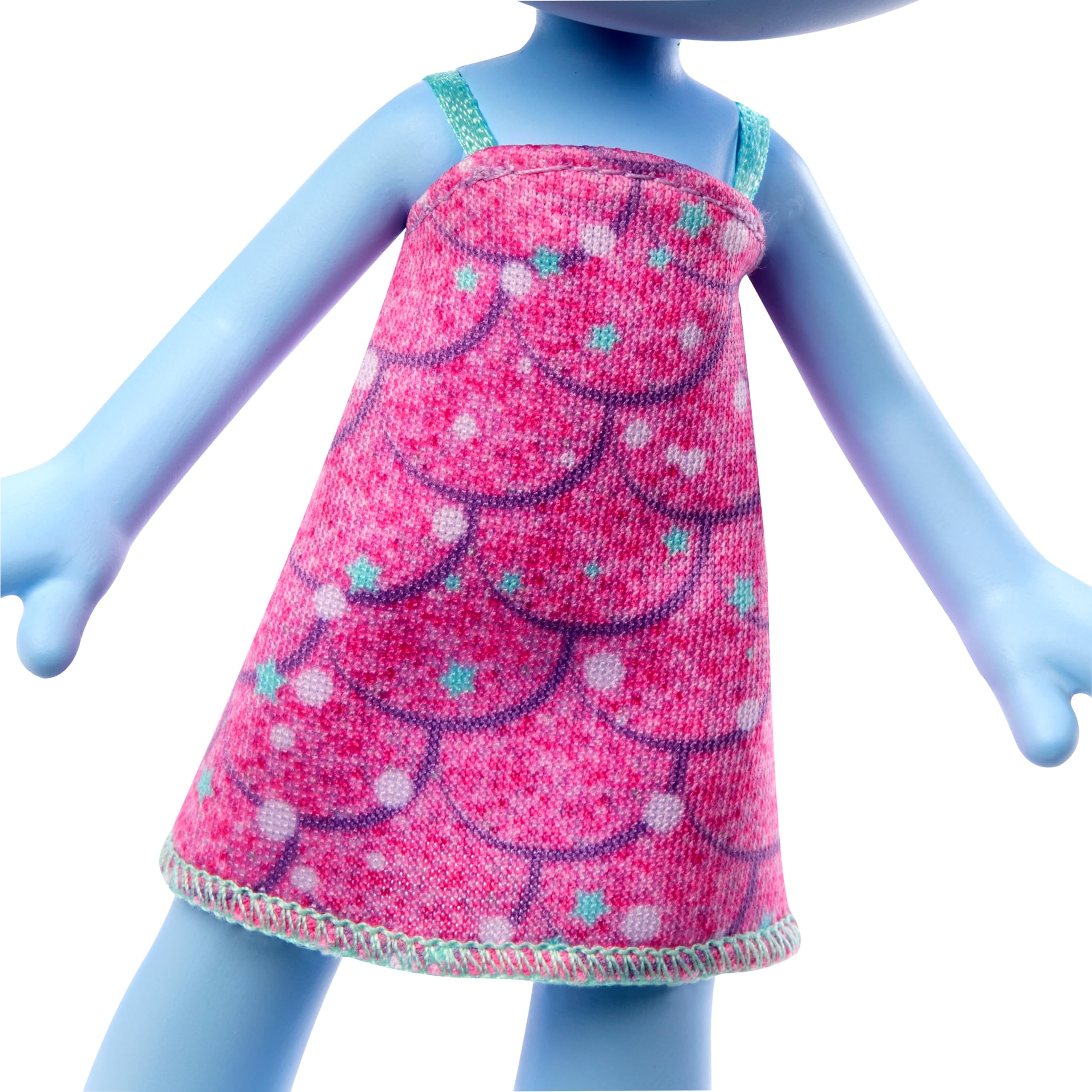 Mattel DreamWorks Trolls Trendsettin’ Chenille doll blue hair with accessory for styling fun