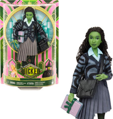 Mattel Elphaba Wicked doll close up of green skin for display and collection