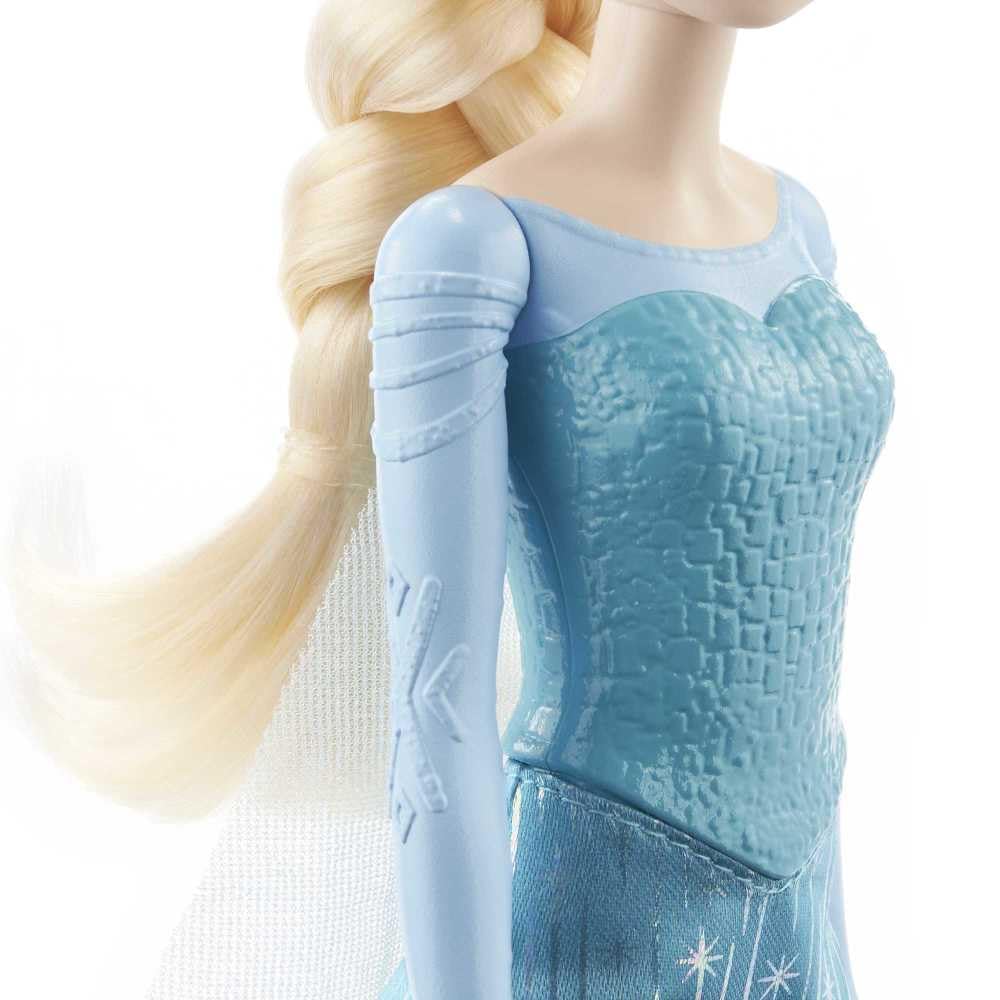 Mattel Elsa doll hair styled in a side braid for movie-inspired looks.