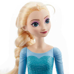 Mattel Elsa doll in signature blue dress for classic Disney look.