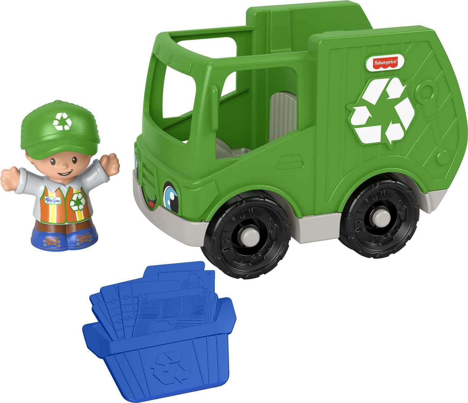 Fisher-Price Little People Recycle Truck front view for toddlers.