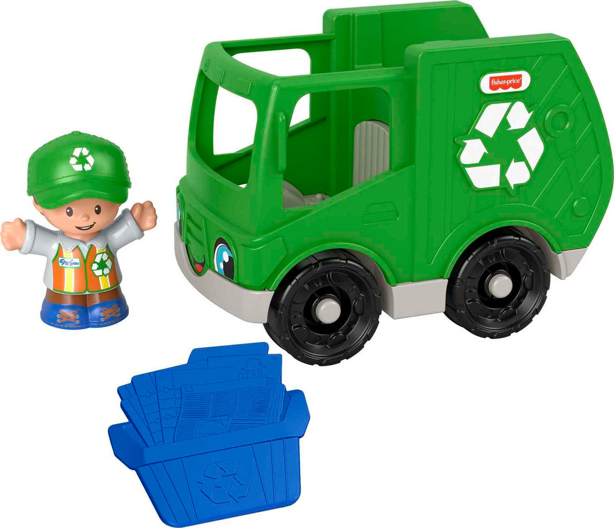 Fisher-Price Little People Recycle Truck front view for toddlers.