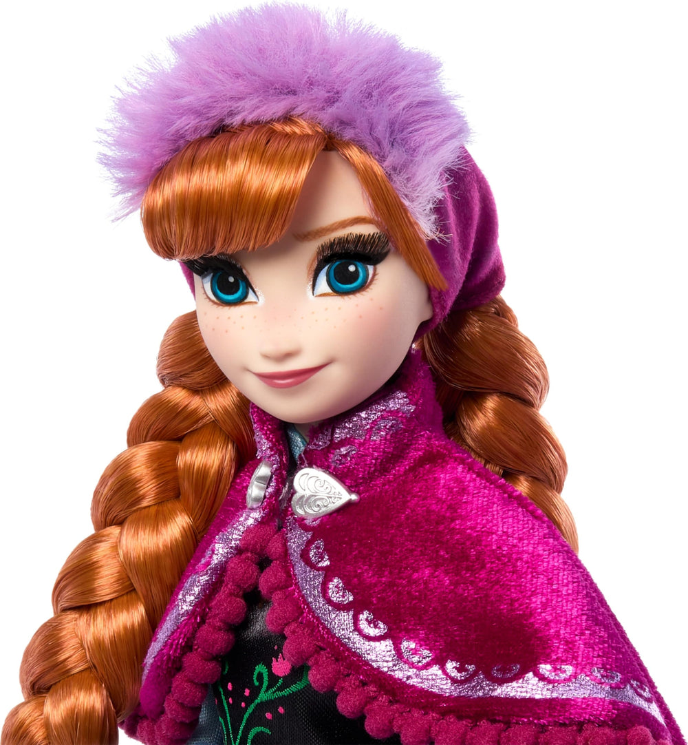 Mattel Frozen Elsa doll in blue satin gown with ice details for elegant display