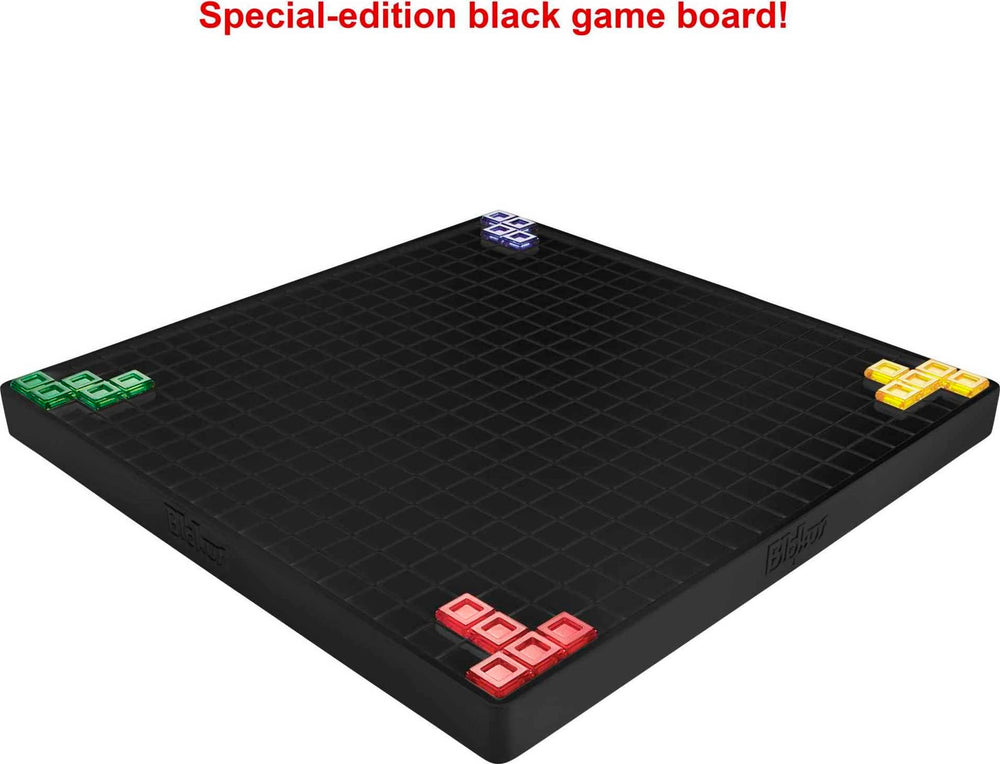 Mattel Games Blokus Shuffle UNO Edition compact box supports quick setup.