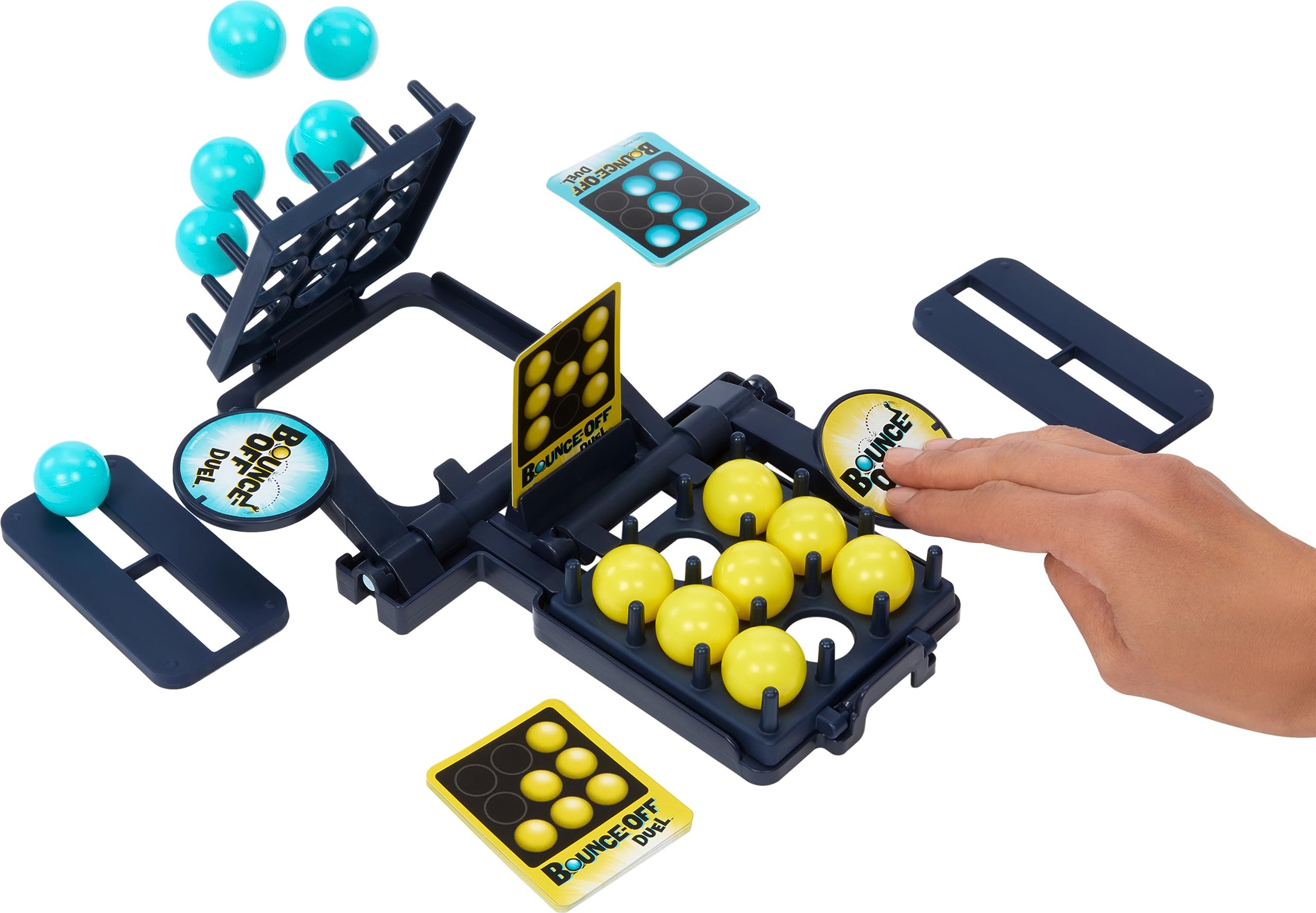Mattel Games Bounce-Off Duel two-sided tray ready for simultaneous bounces and quick rounds.