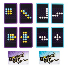 Mattel Games Bounce-Off Pop-Out balls in flight showcase rapid toss-and-match gameplay.