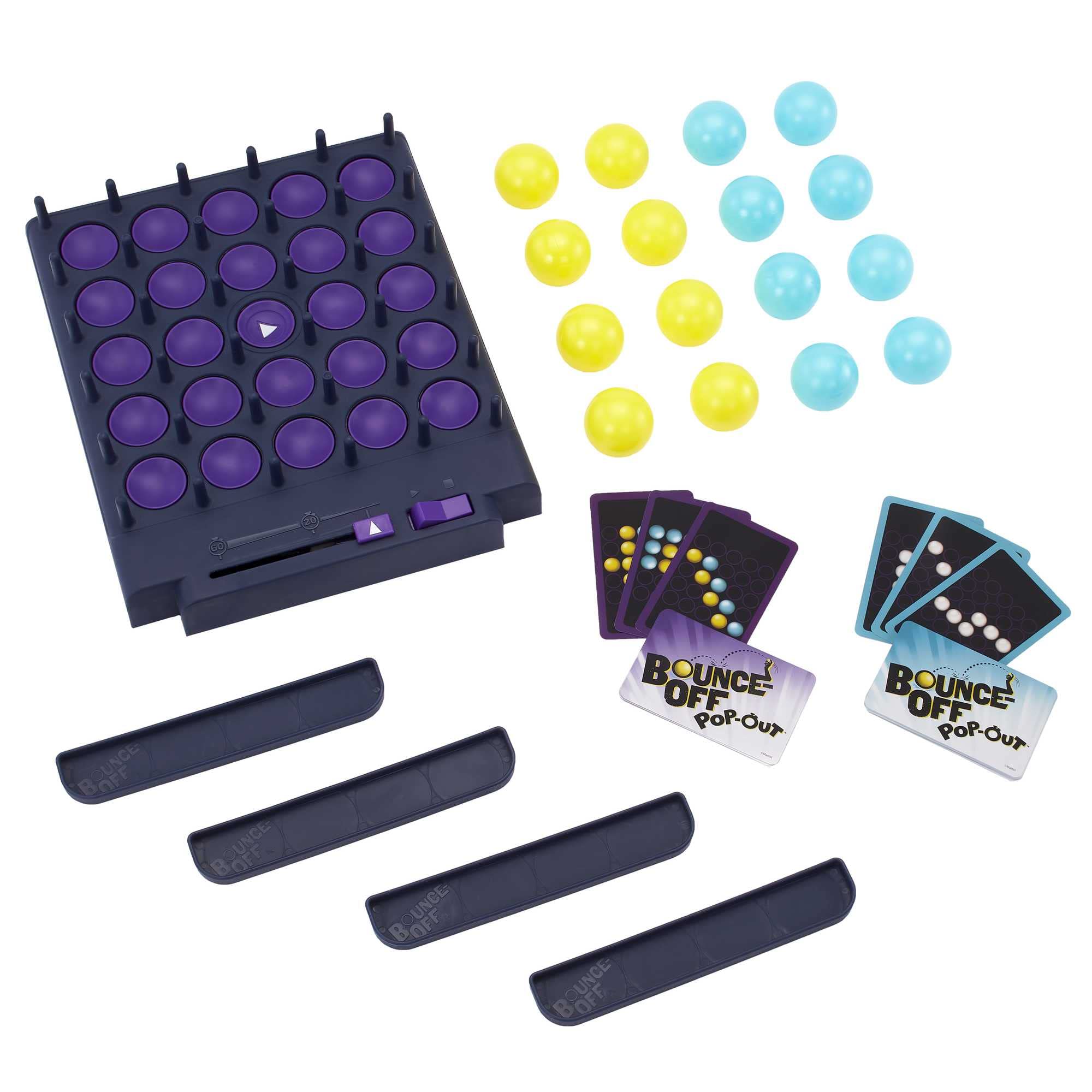 Mattel Games Bounce-Off Pop-Out challenge card in hand sparks competitive play.