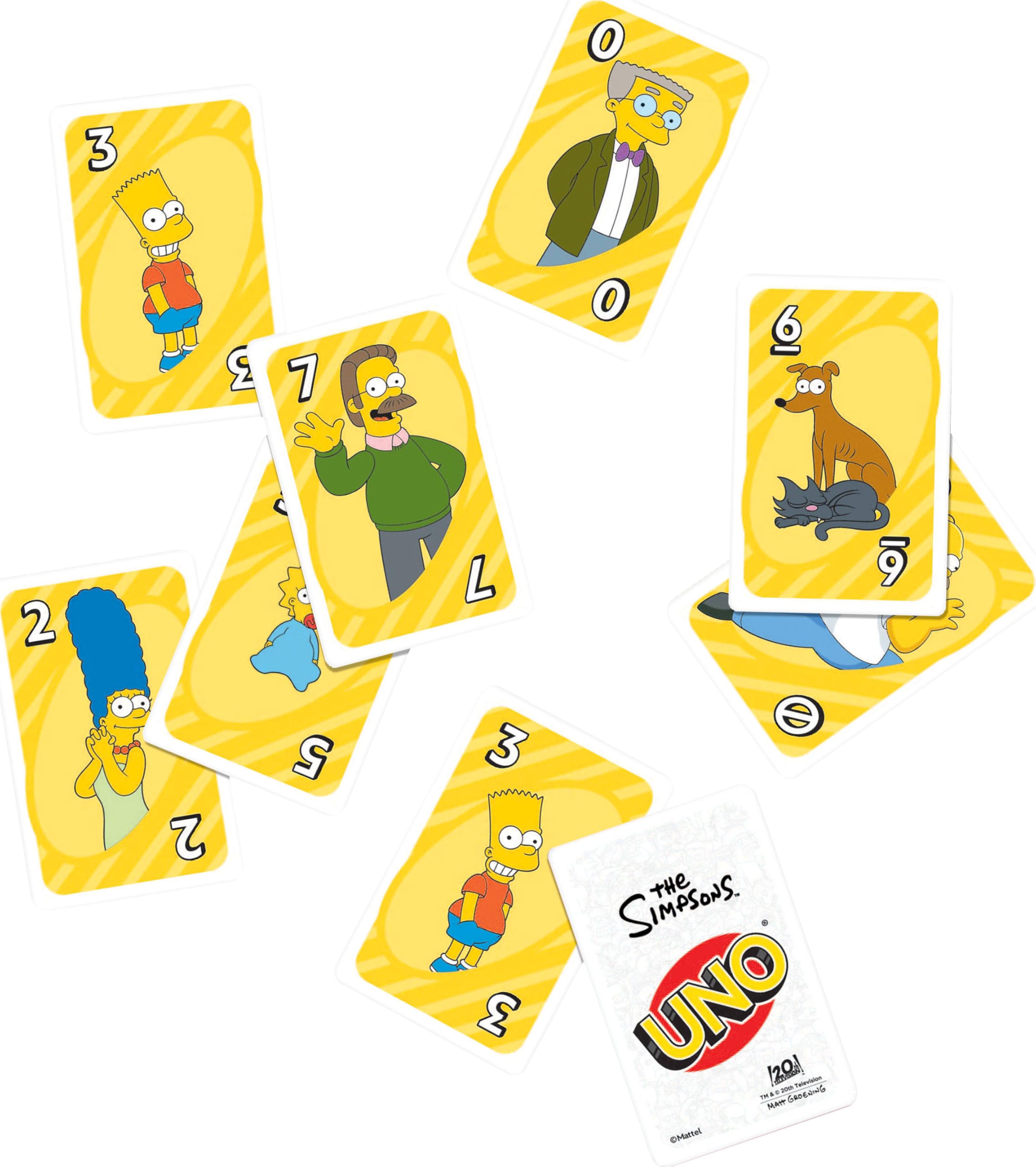 Mattel Games UNO The Simpsons color-blind-friendly patterns help all players distinguish colors.