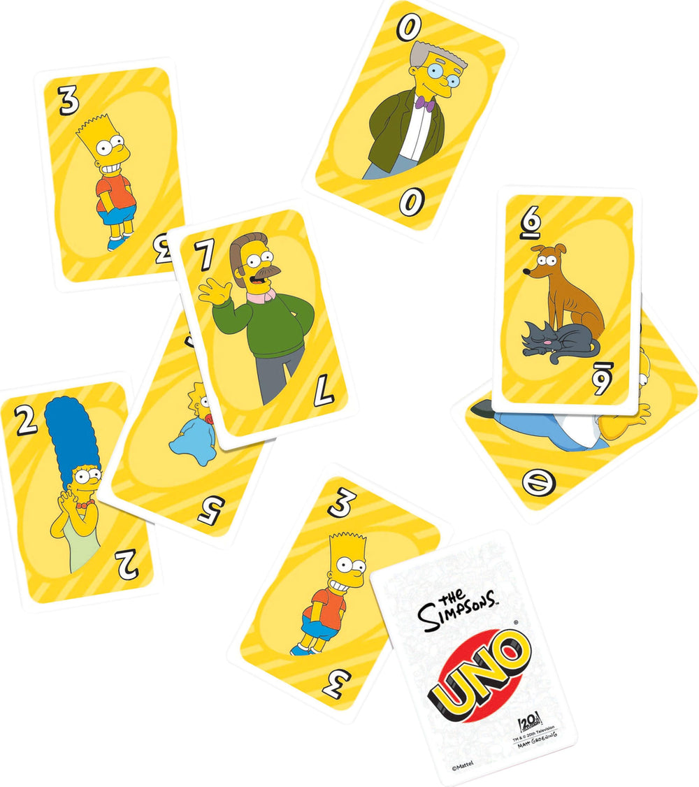 Mattel Games UNO The Simpsons color-blind-friendly patterns help all players distinguish colors.