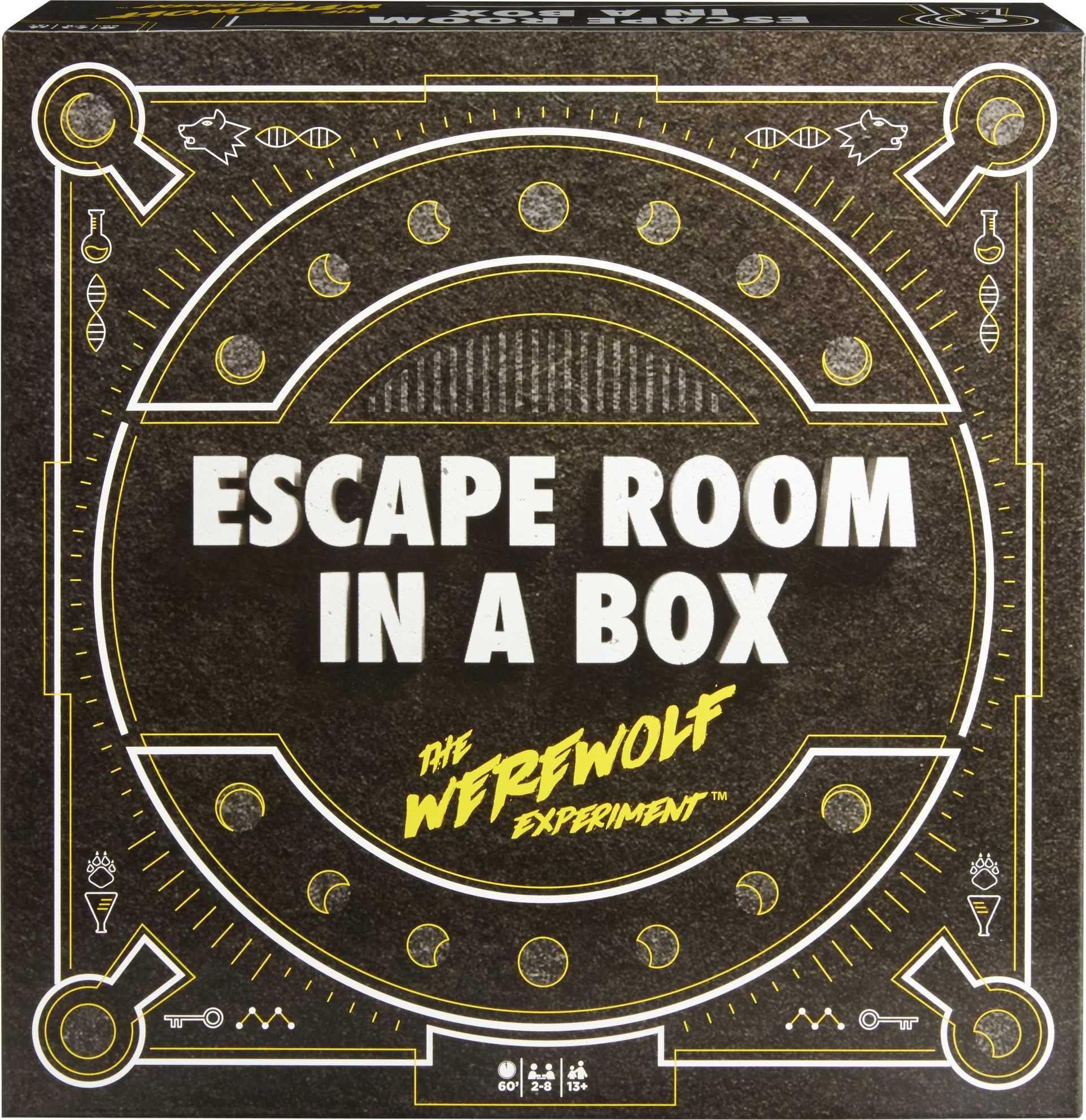 Mattel Games Werewolf Experiment theme art cards providing atmospheric clues.