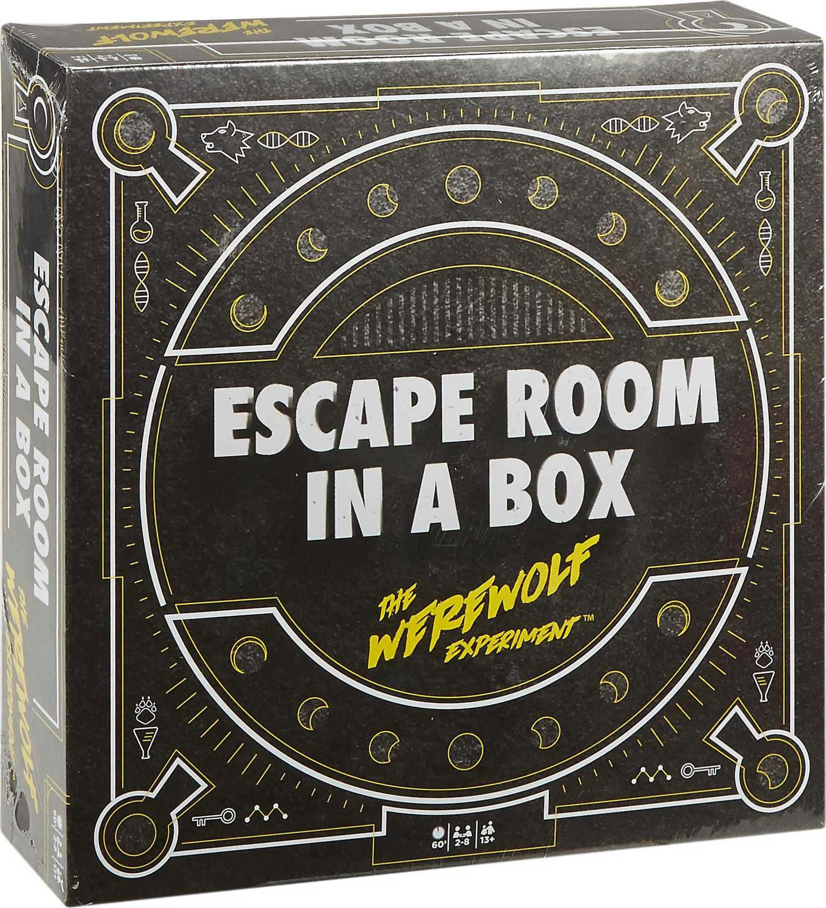 Mattel Games Escape Room Werewolf Experiment box, ready for a home team challenge.