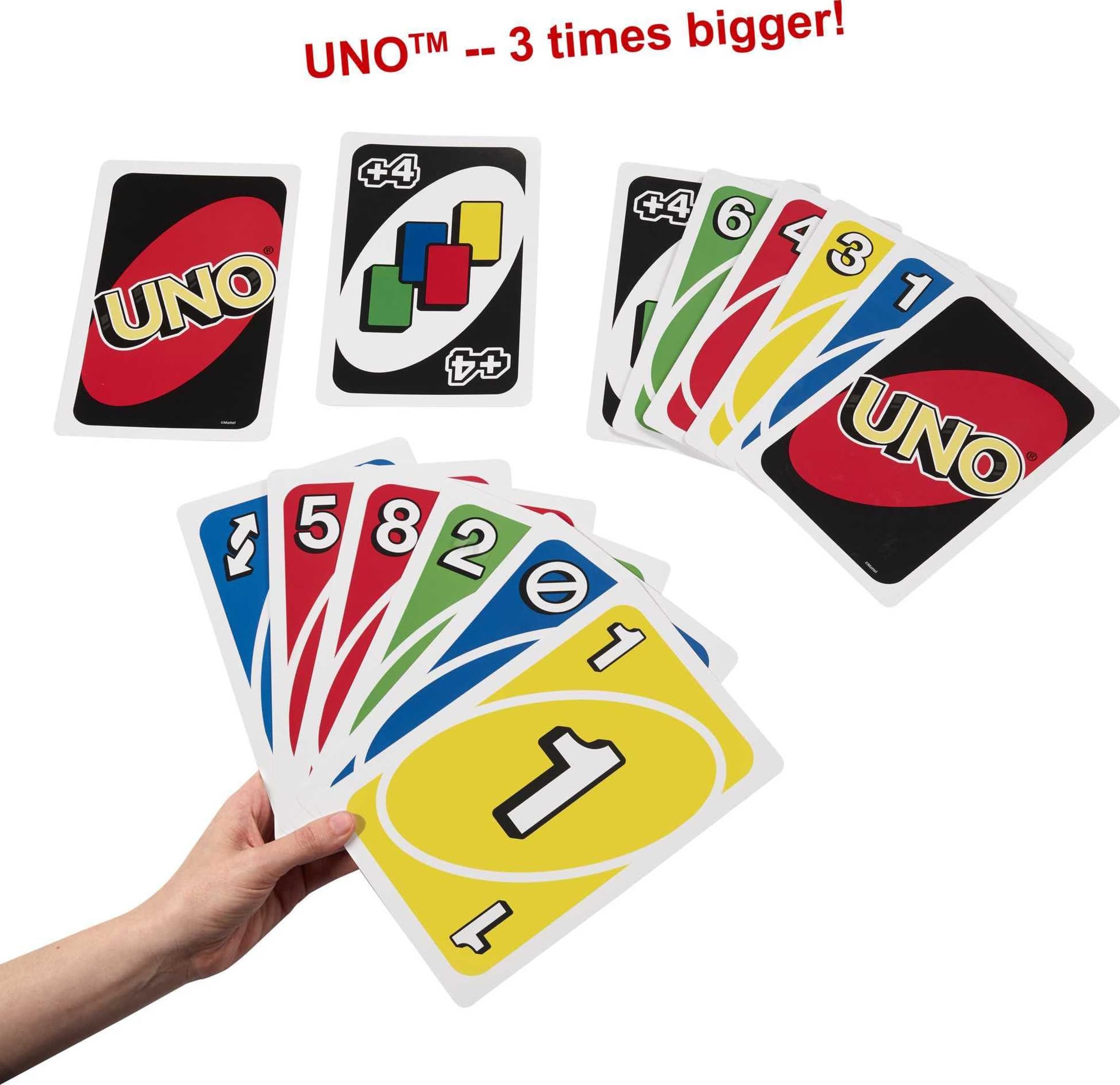 Mattel Games Giant UNO customizable wild cards invite flexible house rules and twists.
