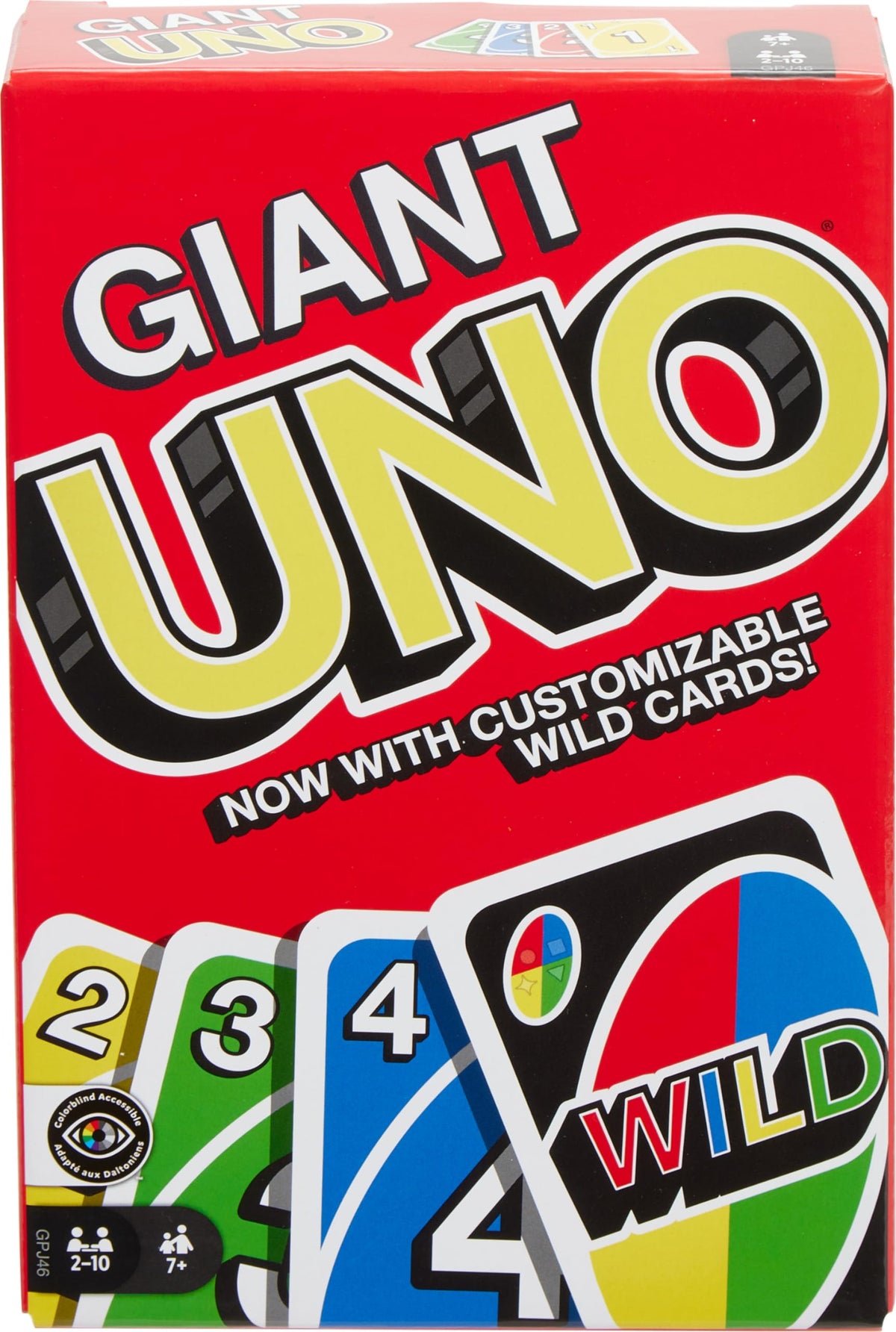 Mattel Games Giant UNO large-deck cards for big-table visibility and easy gameplay.