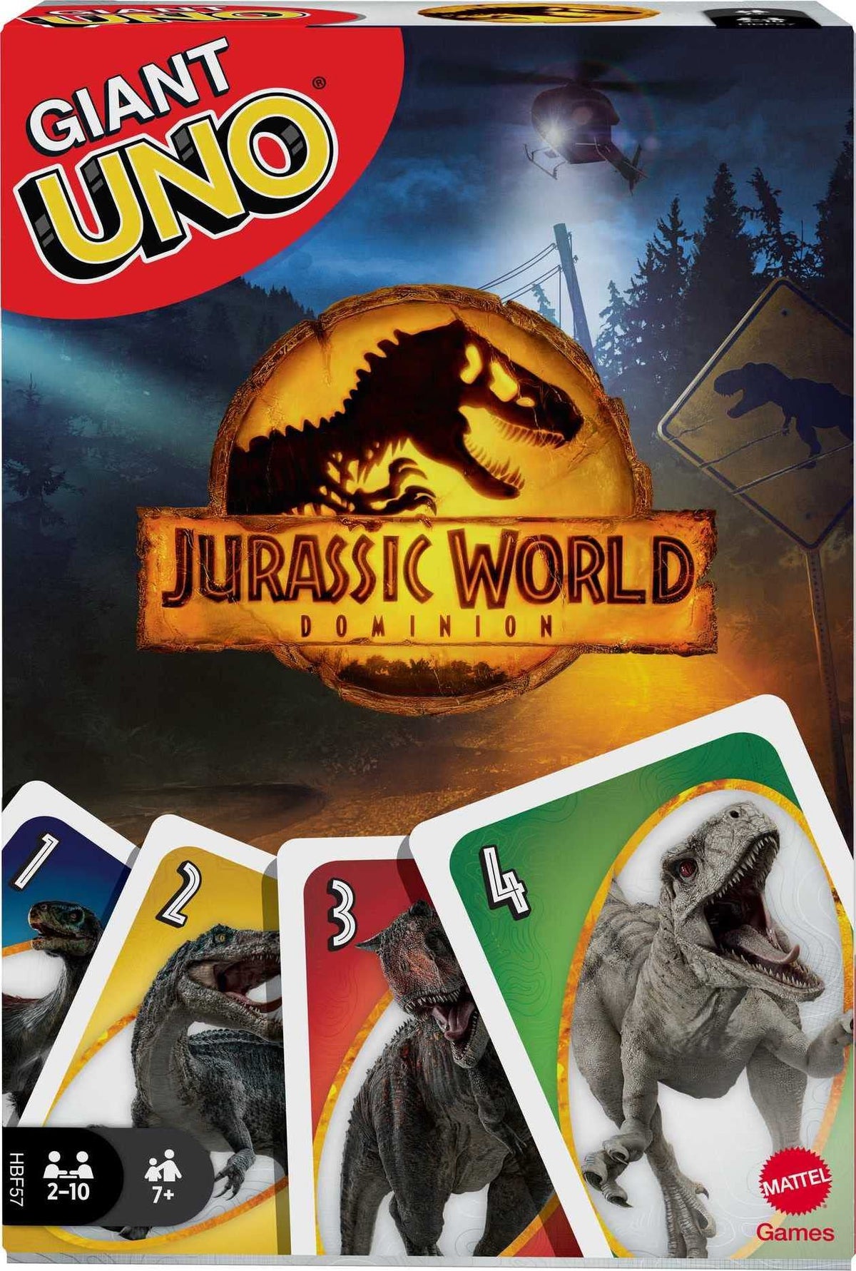 Mattel Games Giant UNO Jurassic World Dominion cards graphics for immersive play