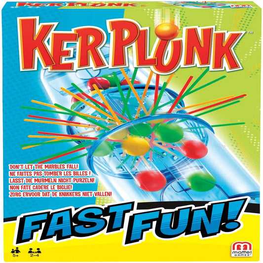 Mattel Games Kerplunk setup: quick assembly for fast family play.