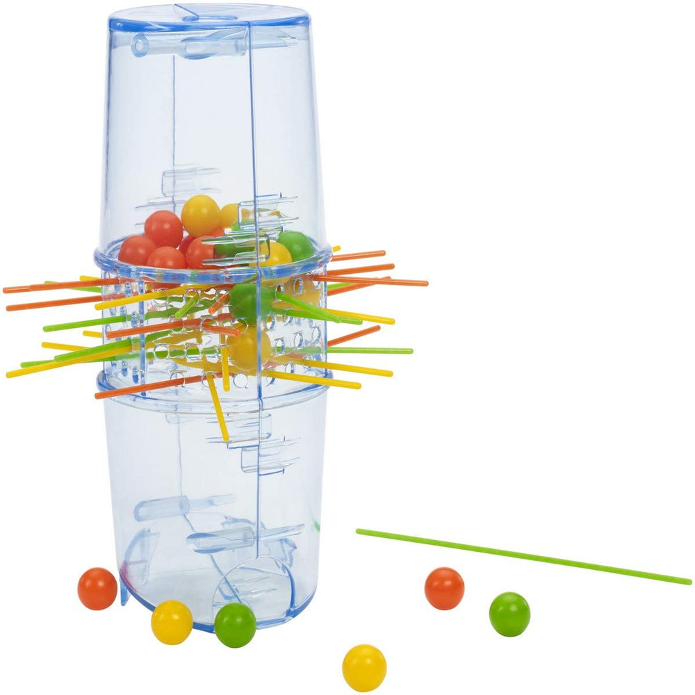 Mattel Games Kerplunk marble-grid requires careful pulls to avoid tipping marbles.