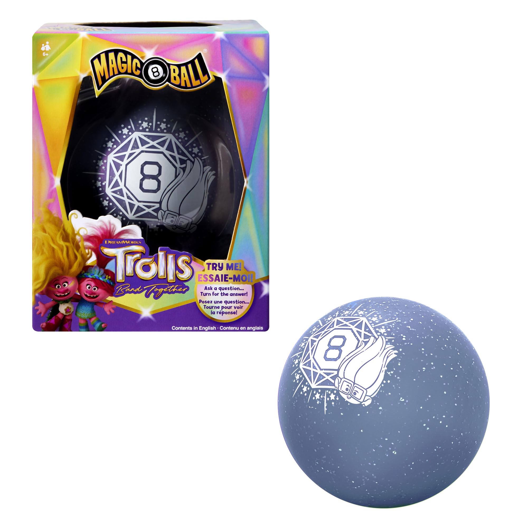 Mattel Magic 8 Ball DreamWorks Trolls glittering ball ready for playful fortune-telling