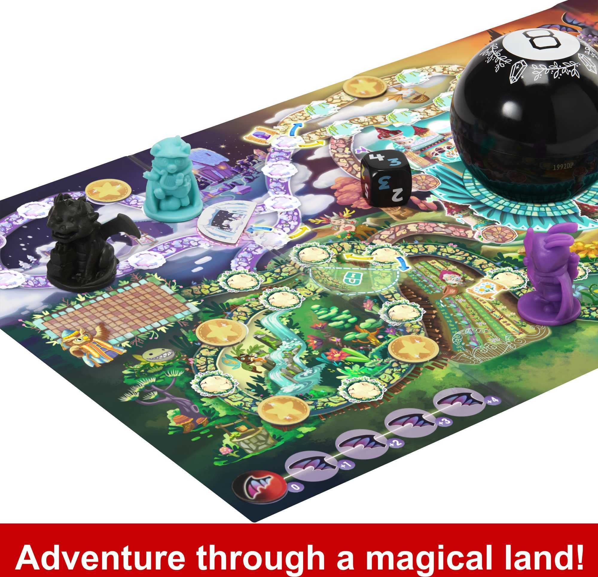 Mattel Games Magic 8 Ball Encounters Magic 8 Ball centerpiece adds unpredictability.