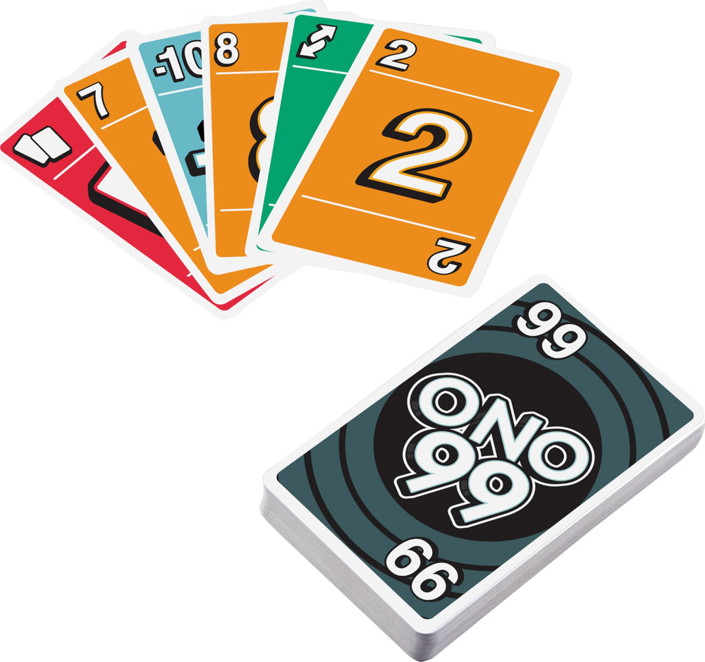 Mattel Games ONO 99 card game showing the ONO 99 card during play
