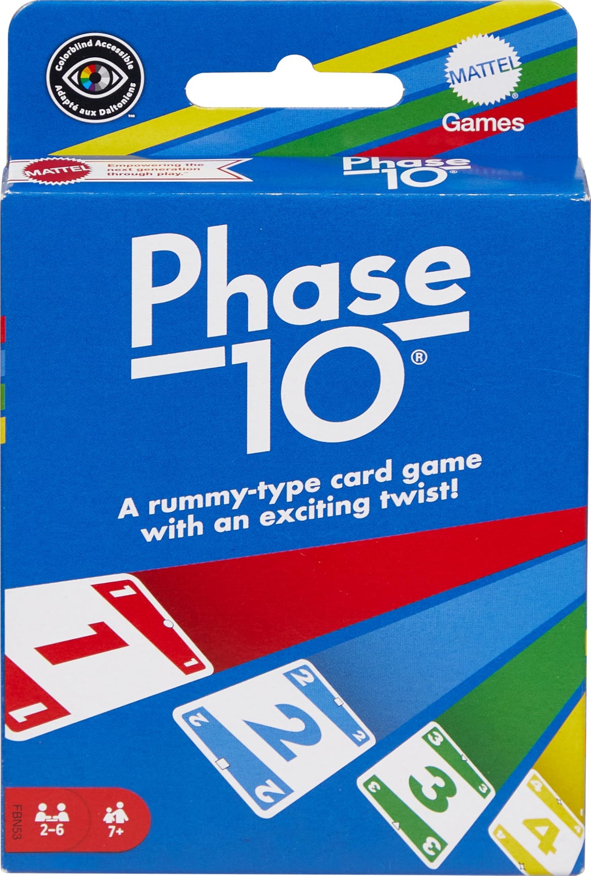Mattel Games Phase 10 deck shows the full card set for quick, engaging rounds.