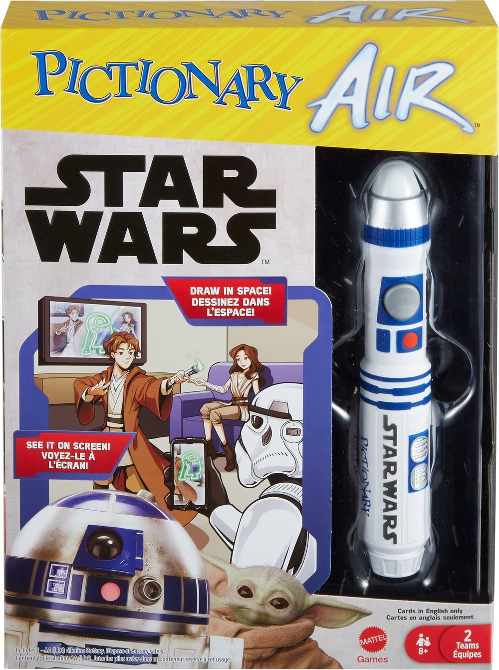 Mattel Games Pictionary Air Star Wars with R2-D2 light pen drawing clues in the air