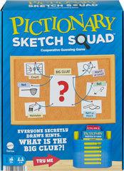 Mattel Games Pictionary Sketch Squad clue case with sliding windows enhances secret hints viewing