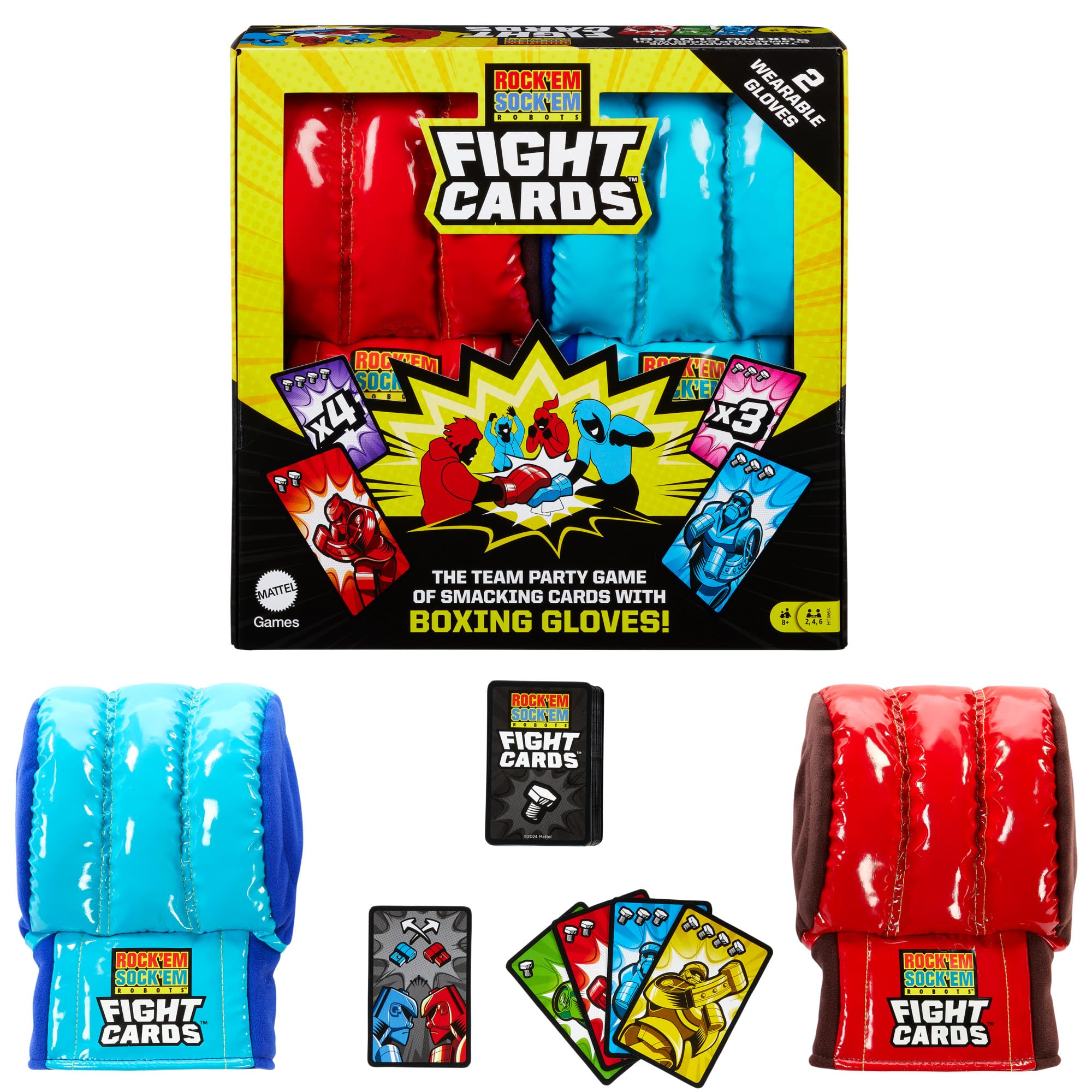 Mattel Games Rock Em Sock Em red glove in action boosts family fun.