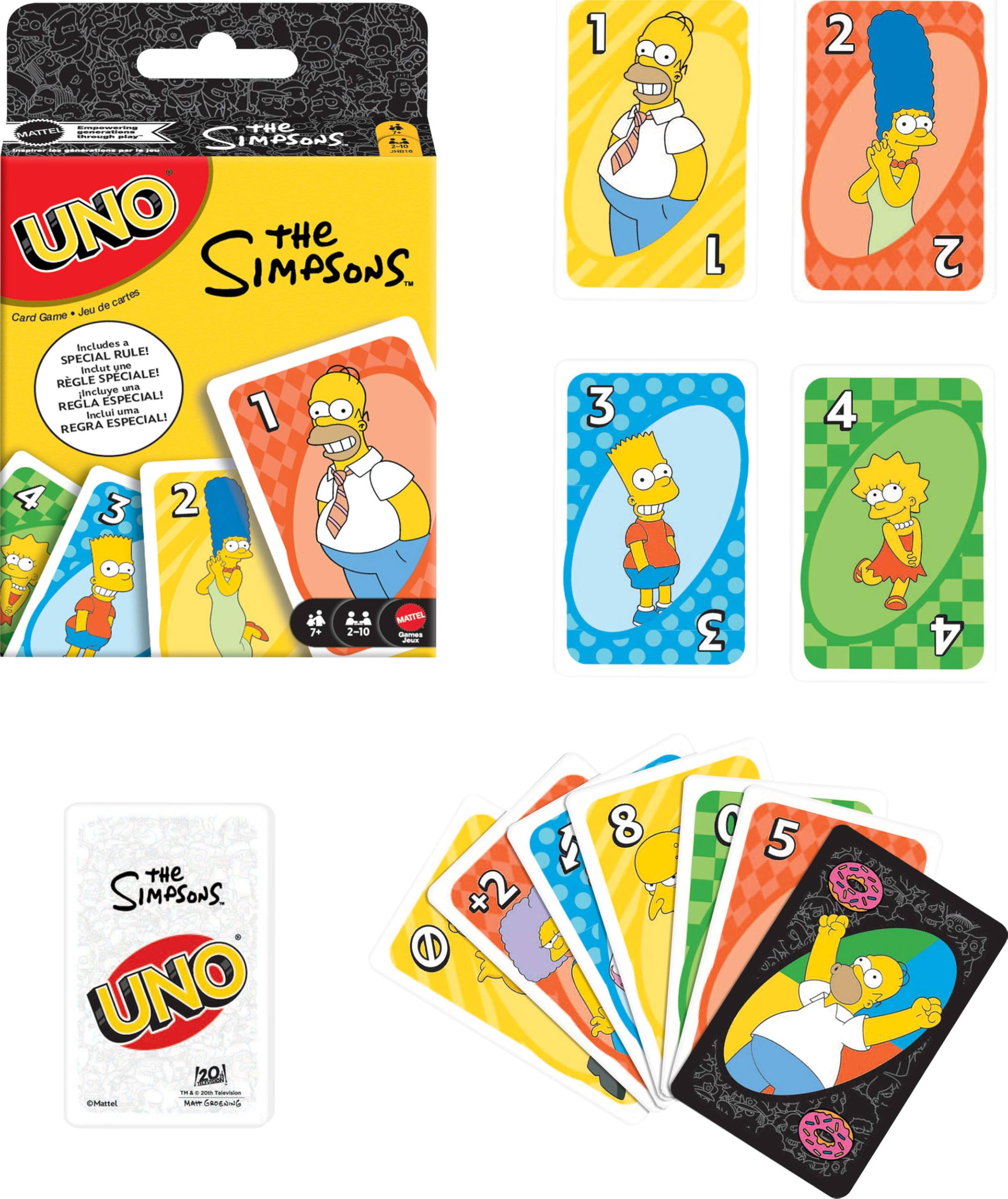 Mattel Games UNO The Simpsons travel pack supports easy play on trips.