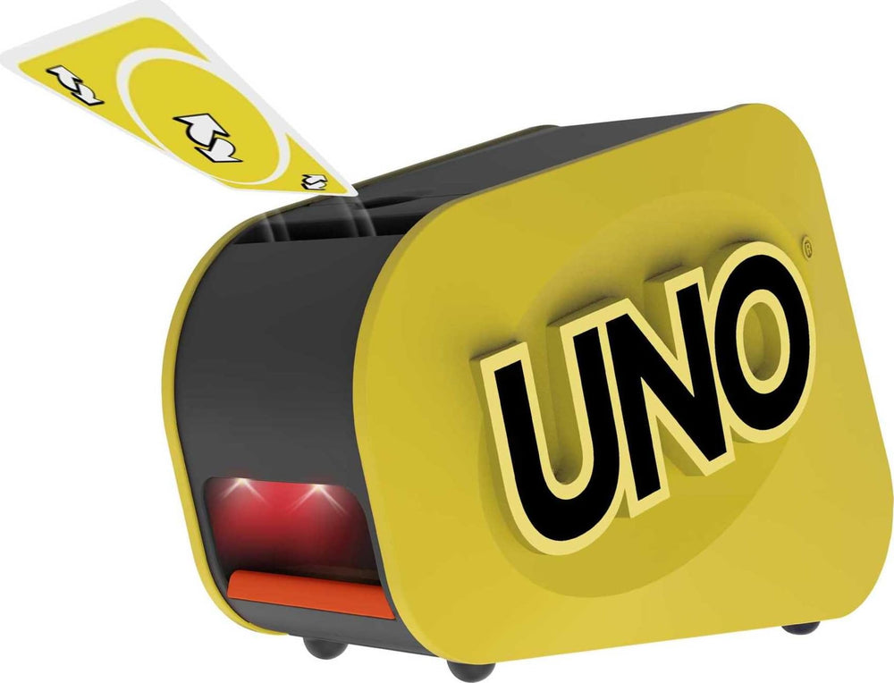 Mattel UNO Attack one-card-UNO moment encourages prompt UNO.