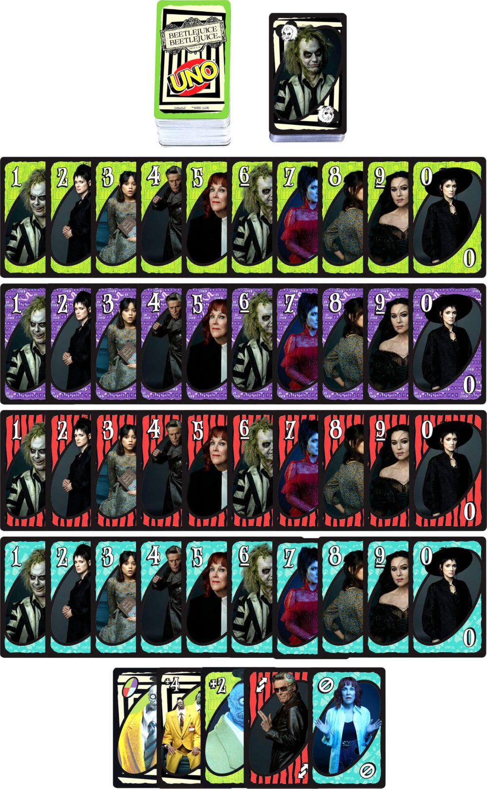Mattel Games UNO Beetlejuice multi-player pack supports 2–10 players.