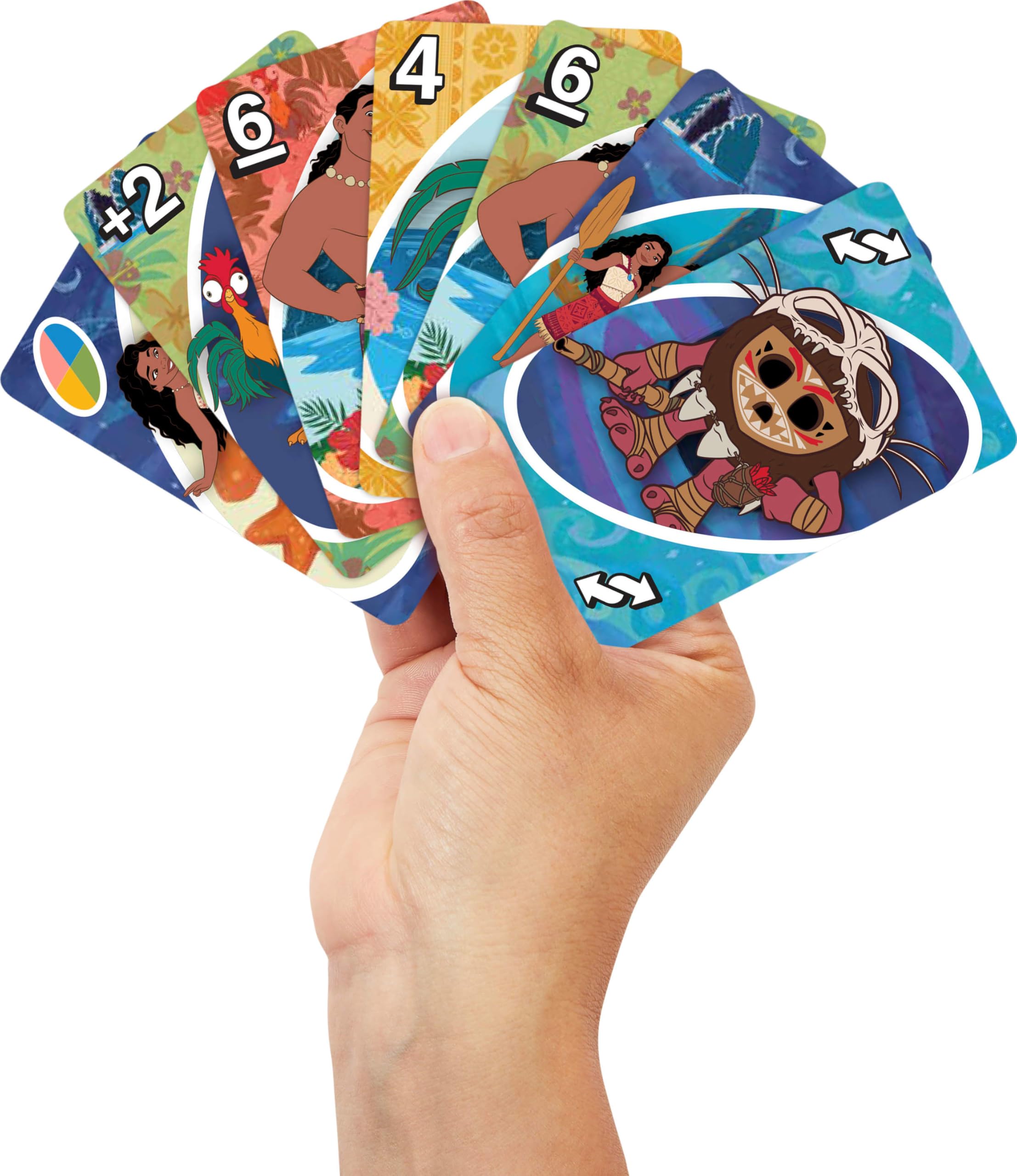 Mattel Games UNO Disney Moana 2 characters art showcases Moana scenes for family play