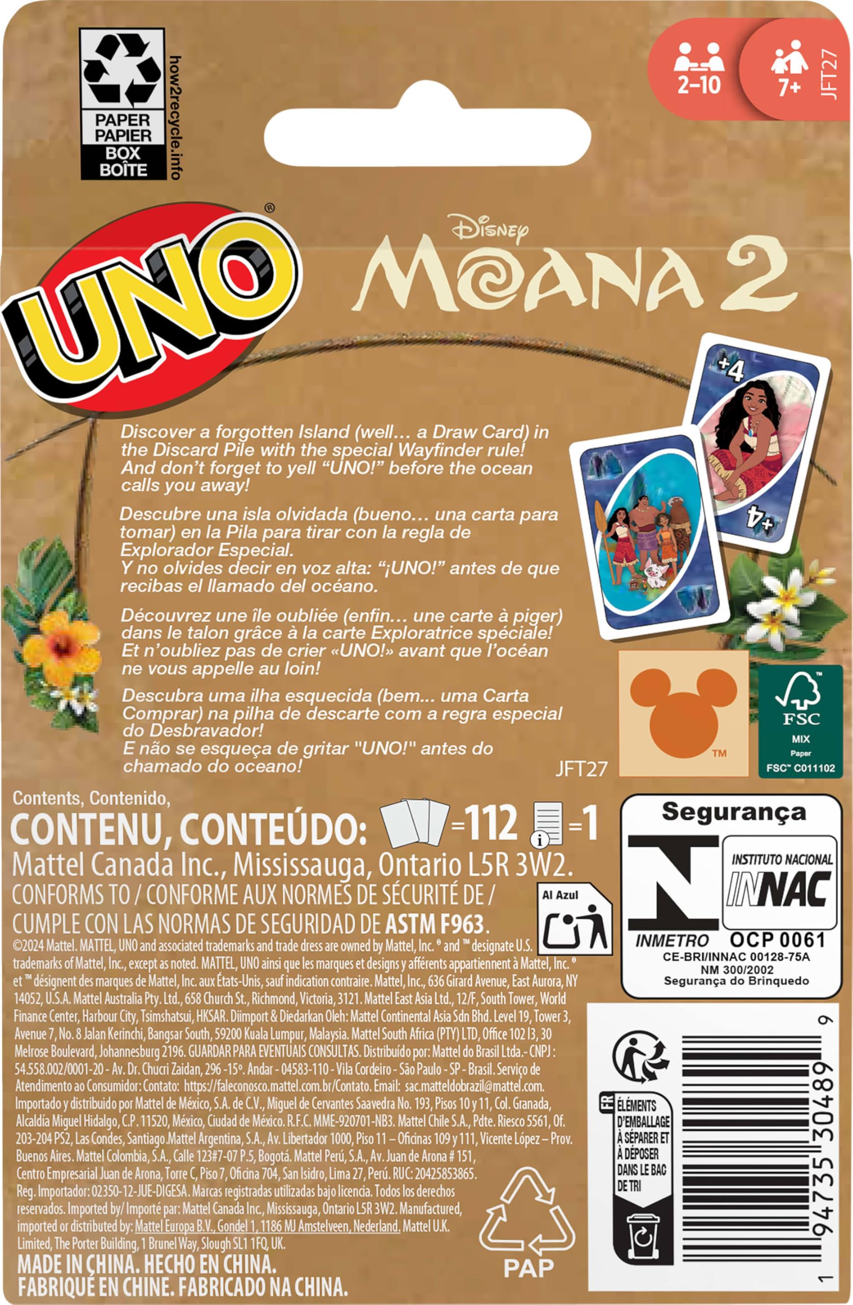 Mattel Games UNO Disney Moana 2 packaging design attracts Disney fans and shoppers