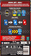 Mattel UNO Elite NFL core edition storage box keeps cards organized.