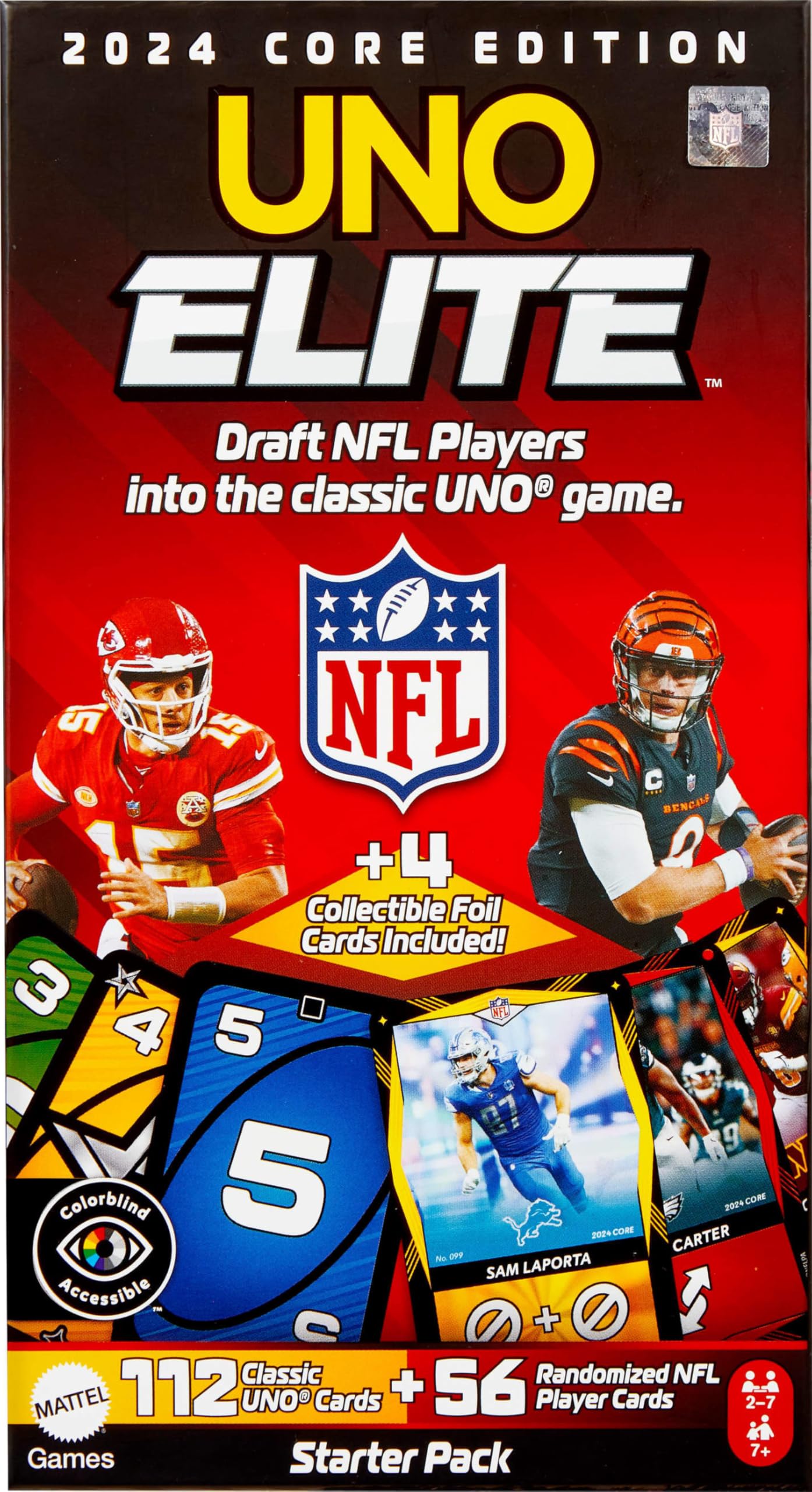Mattel Games UNO Elite NFL Core Edition deck for fast, family-friendly play.