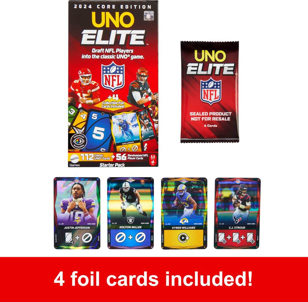 Mattel UNO Elite NFL draft pack expands with more teams for larger games.