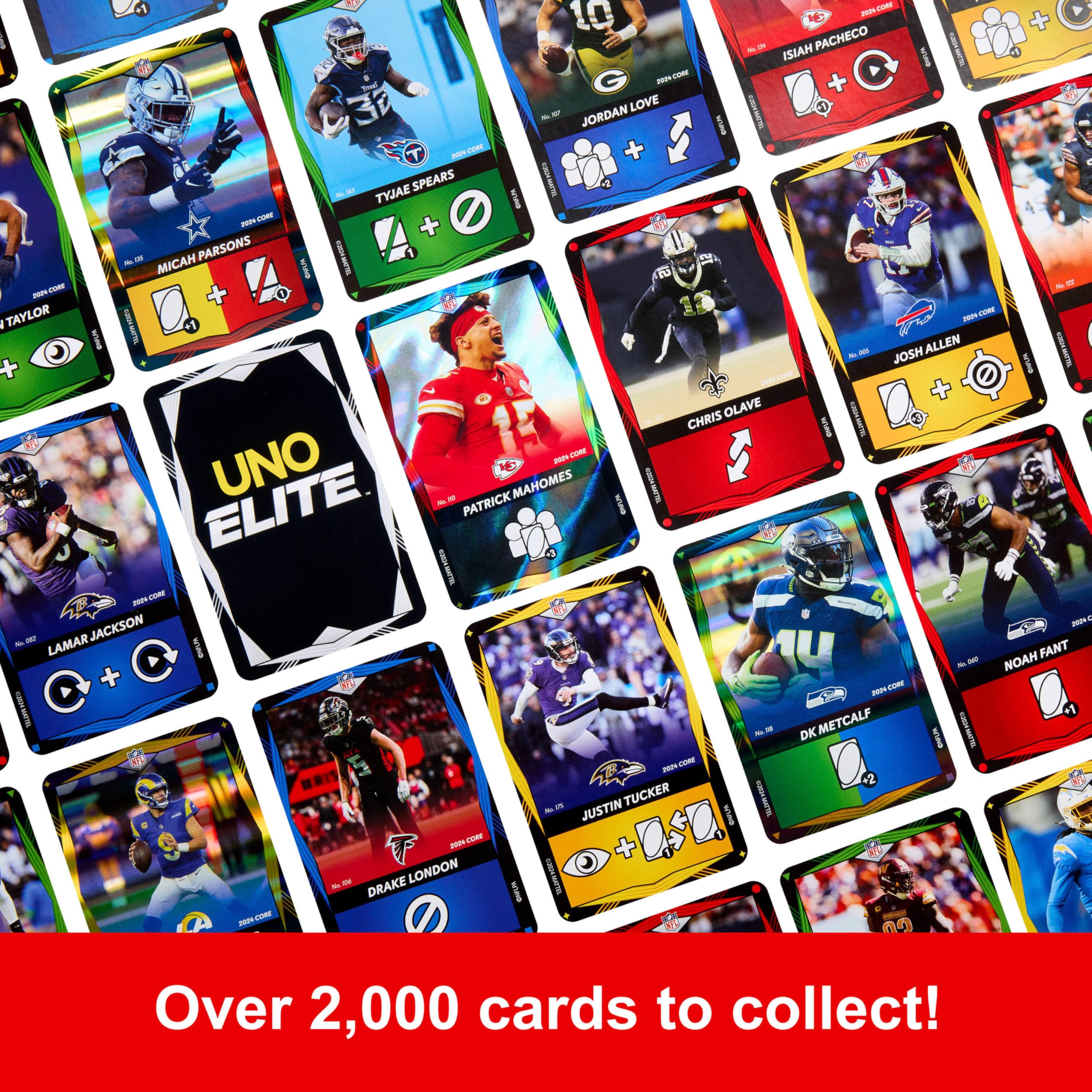 Mattel UNO Elite NFL elite-icon cards unlock unique powers during play.