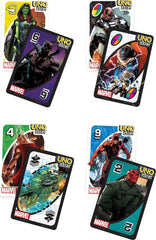 Mattel Games UNO Flip Marvel skip-everyone card increases player interaction.
