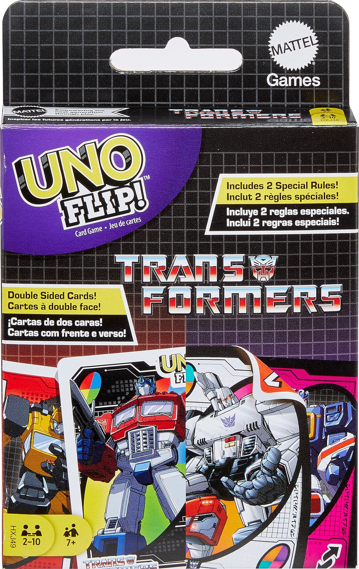 Mattel Games UNO Flip Transformers Autobots side deck for fast-paced family play