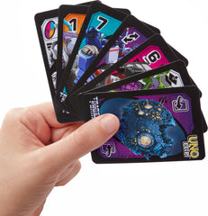 Mattel Games UNO Flip Transformers Decepticons side deck challenges players with tougher penalties