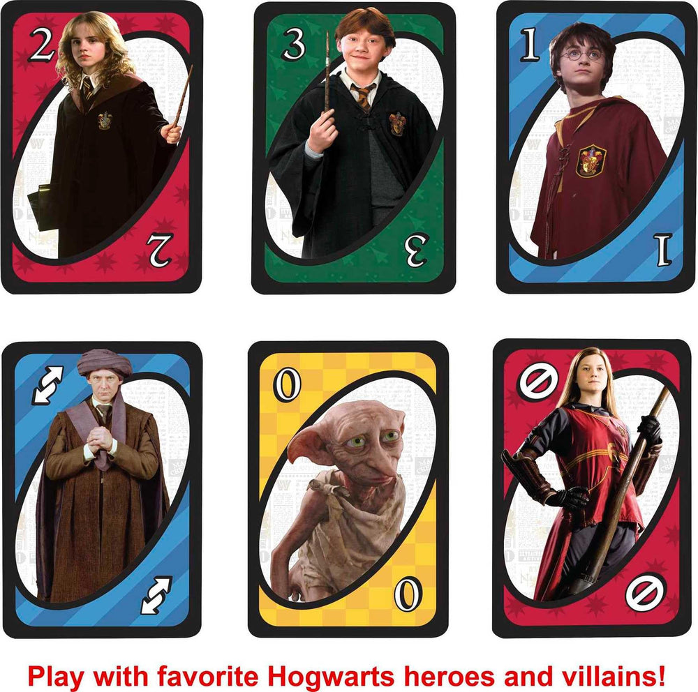 Mattel Games UNO Harry Potter Draw-Two and Wild cards speed up rounds.