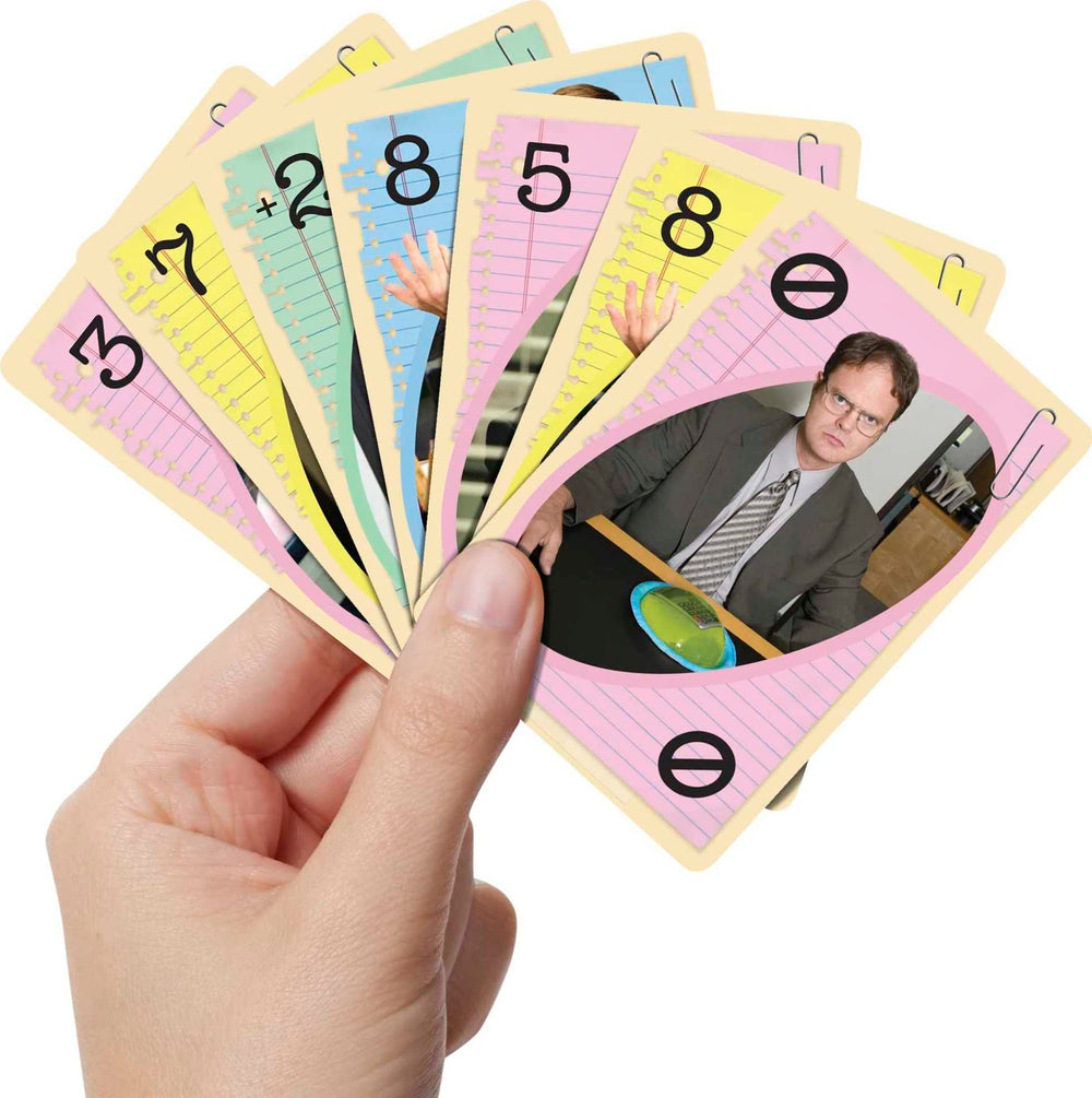 UNO Office character art deck featuring Dunder Mifflin nostalgia