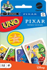 Mattel Games UNO Pixar deck front showcases beloved characters for family game night.