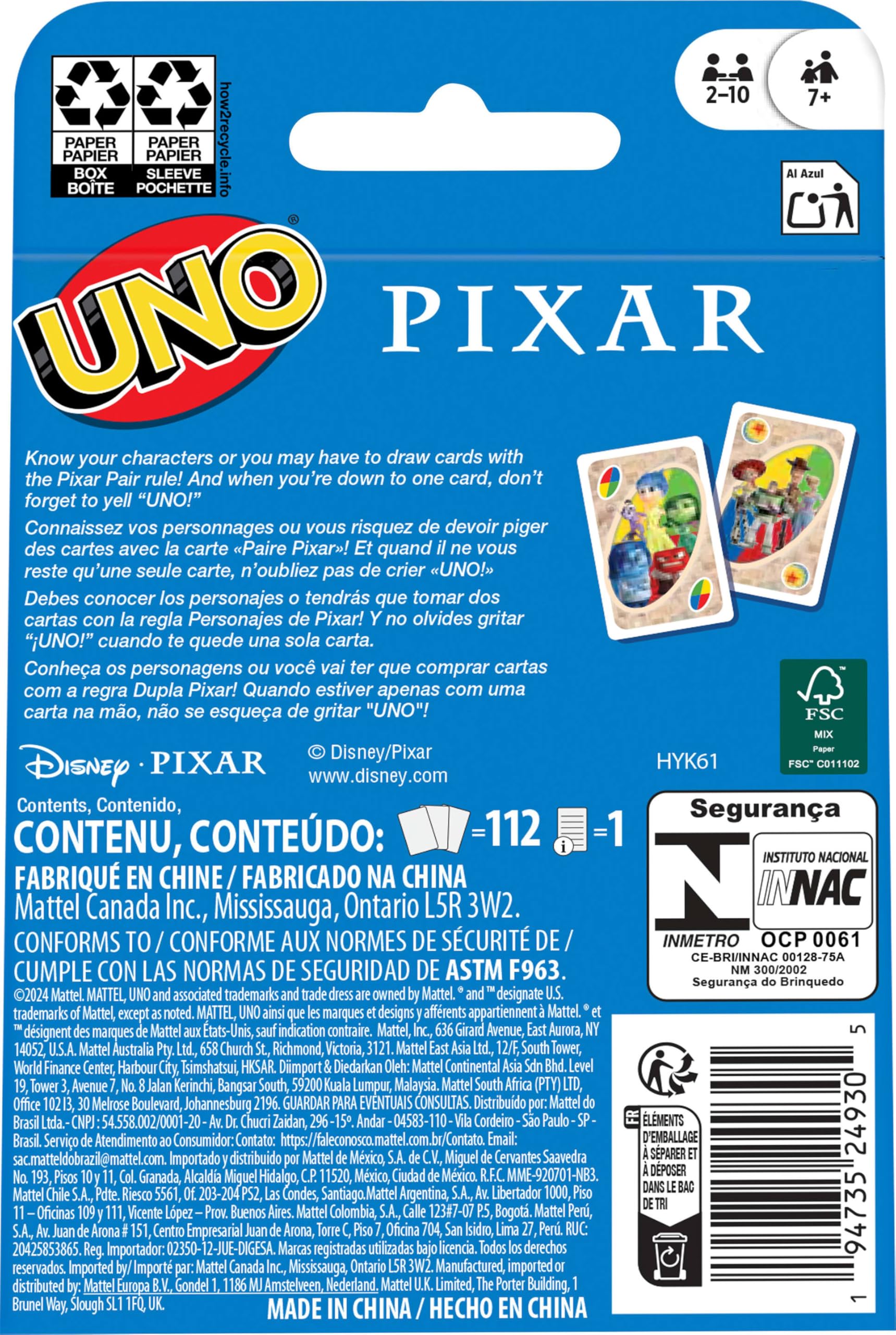 Gift-ready packaging makes UNO Pixar a thoughtful present for fans.