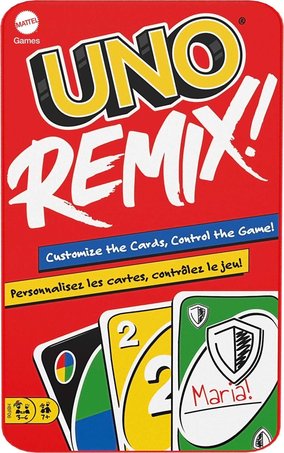 Mattel Games UNO Remix tin storage keeping the deck ready for family game night