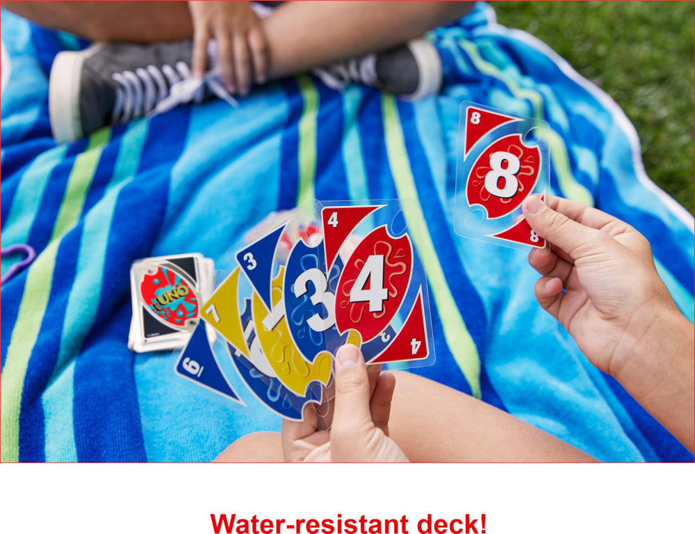 UNO Splash deck includes 108 cards for extended outdoor play