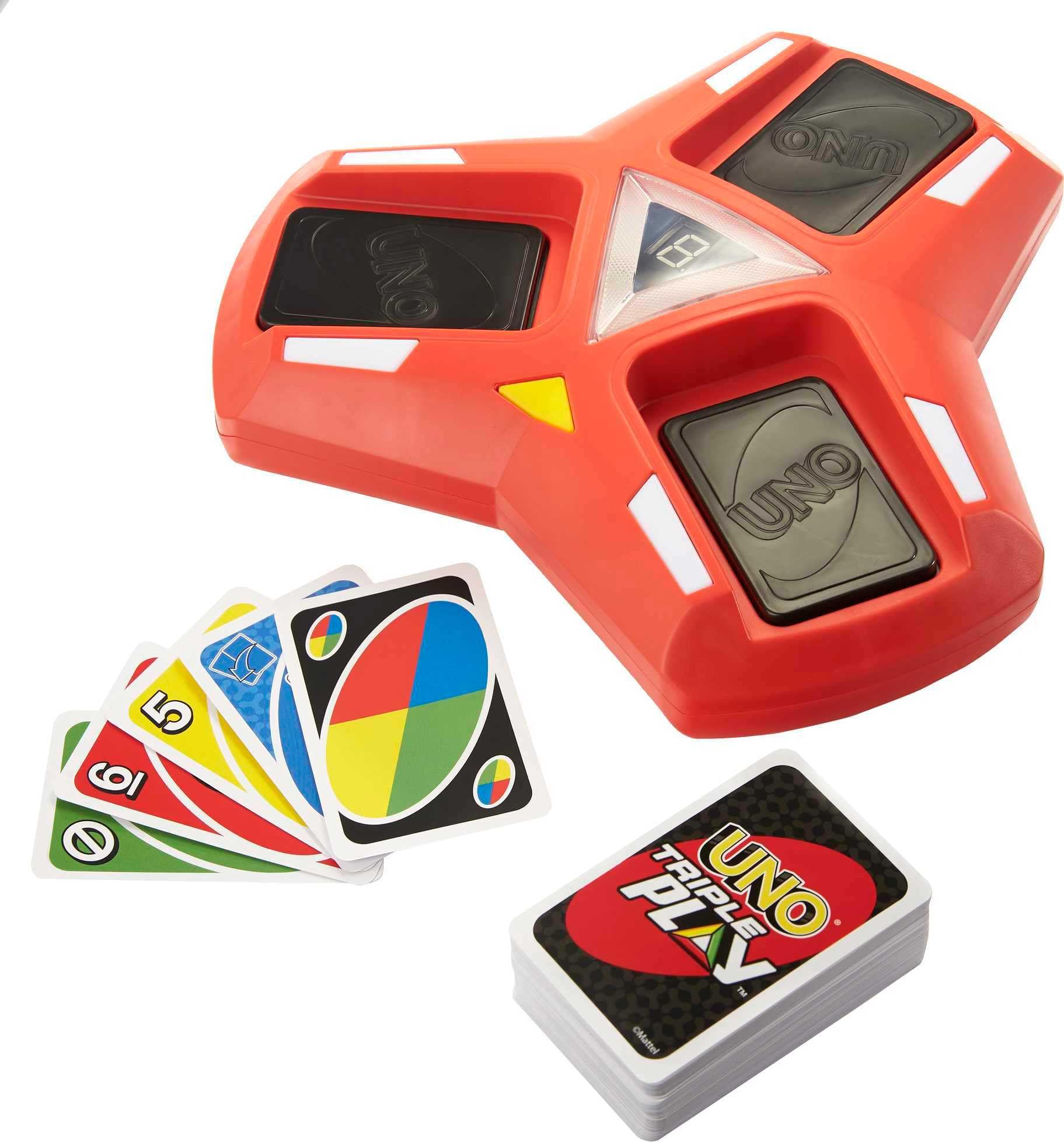 Mattel UNO Triple Play timer mode speeds rounds for energetic game nights