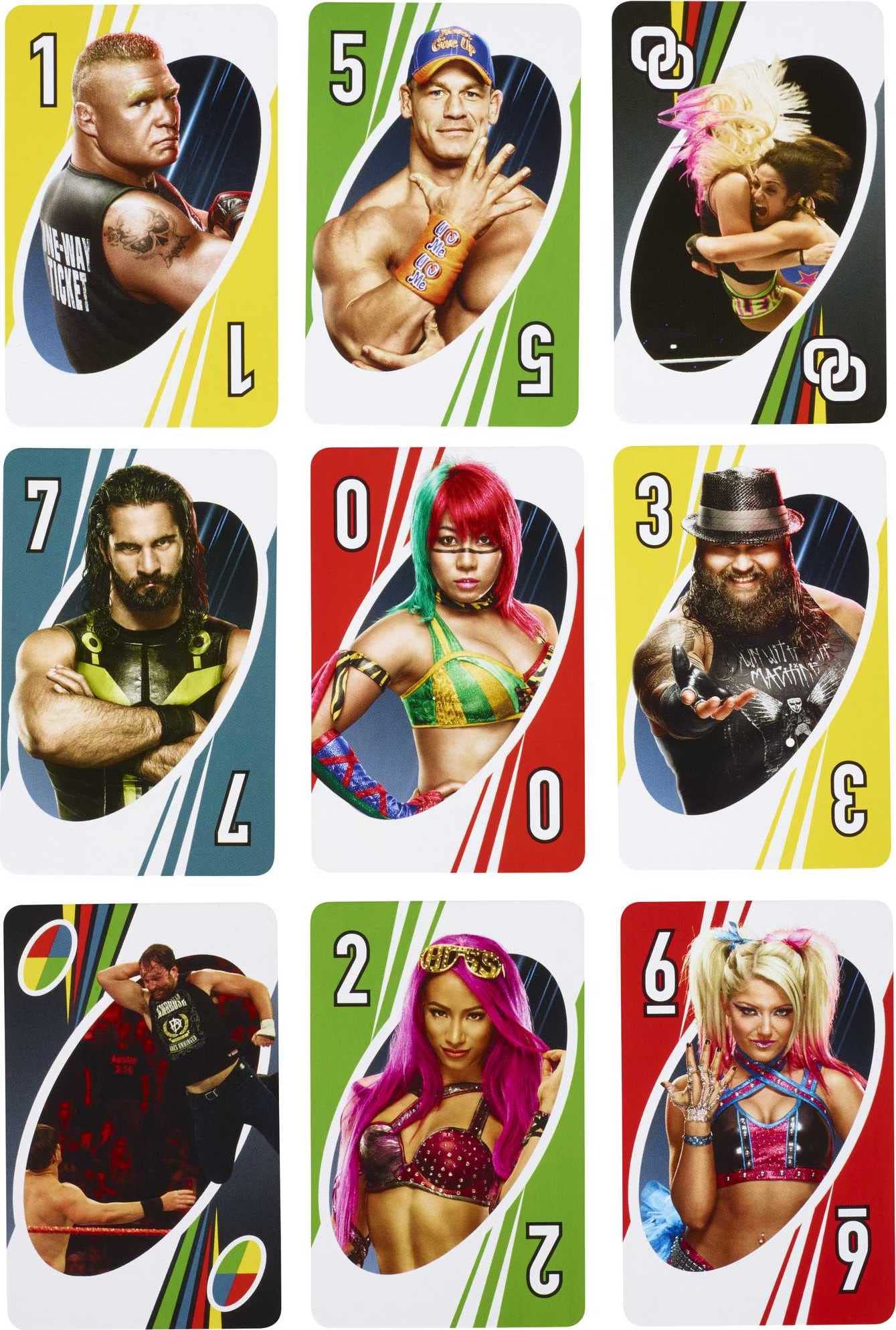 Mattel Games UNO WWE edition Locked Up card in play signaling a showdown