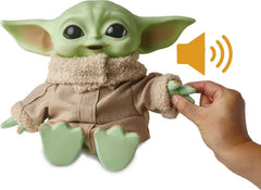 Mattel Grogu with posable arms and legs for interactive posing.