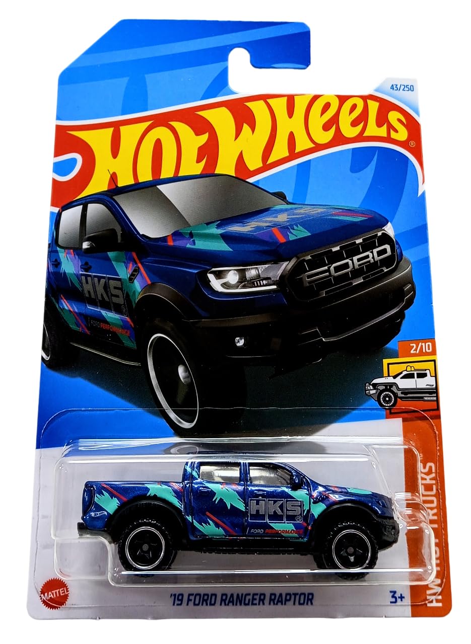 Mattel Hot Wheels 19 Ford Ranger Raptor blue die-cast model for display and collector enjoyment