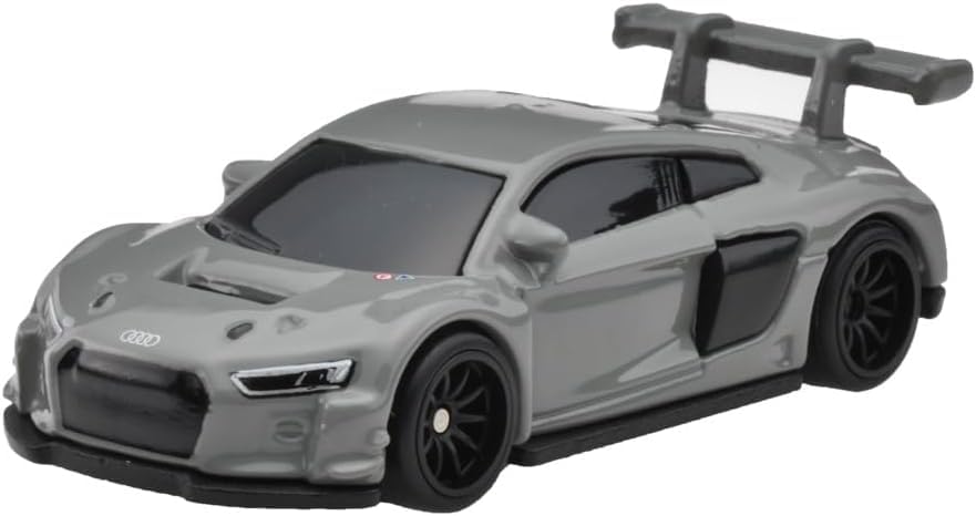 Mattel Hot Wheels Audi R8 LMS rear view showing detailed deco and metal chassis